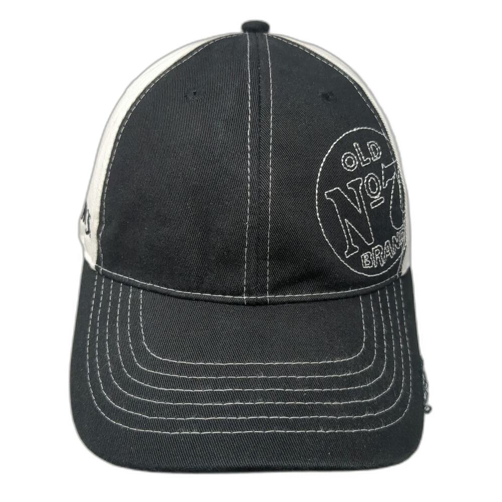 Jack Daniel's Snapback Black White One Size Old No. 7 Logo Distressed Brim Hat